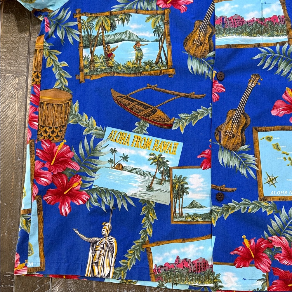 Vtg Hilo Hattie The Hawaiian Original Postcard Aloha Shirt Mens XL - Picture 8 of 10